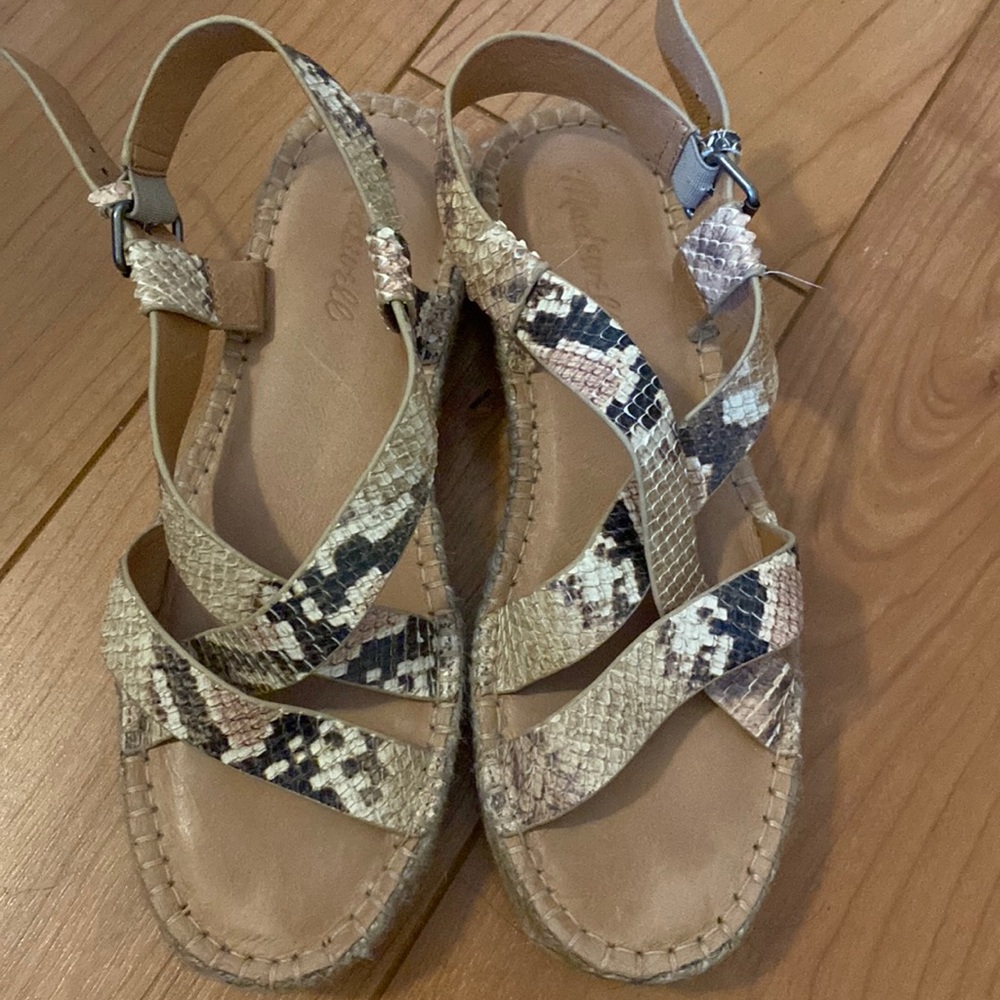 Madewell Malia Snakeskin Espadrille Sandals Sz 7.5